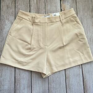 NWT Nine West Women’s High Rise Shorts Size 14 Beige Pleated Dress Career